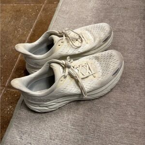 Hoka Clifton Women's Sneakers in White and Cream